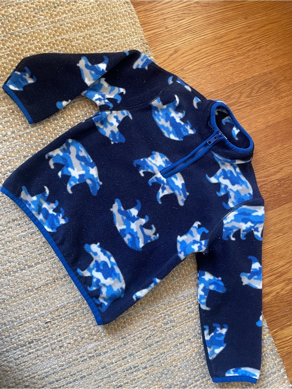 Gymboree Navy Fleece Pullover with Blue Camouflage Bear Motif